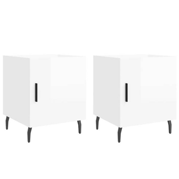 Set med 2 nattduksbord med fack med dörr 40 x 40 x 50 cm vit ingenjörsträ DEC035031 Vit