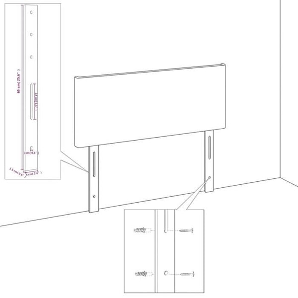 Hovedgærde til aksessorier til seng soveværelse møbel med sidelæne 203 x 16 x 118/128 cm mørkegrå stof TDL0204952 Grå