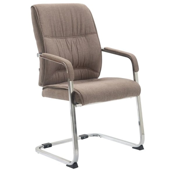 Besöksstol utan hjul, bekväm och designad i taupe tyg.