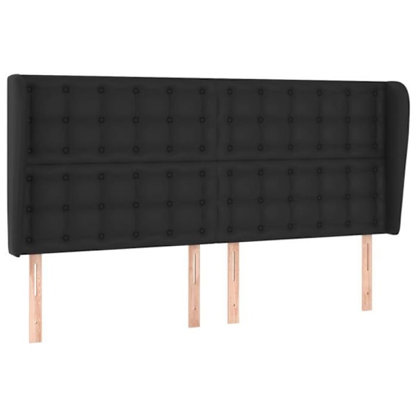 Sänggavel - Möbel - Knappad - Svart konstläder - 203x23x118/128 cm - Klassisk stil Svart