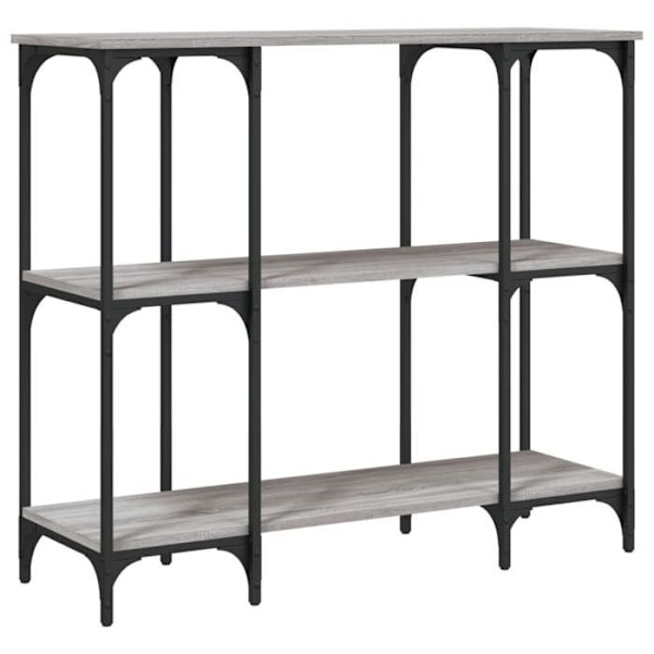 Funktionsdygtig og stilfuld indgangskonsol med hylder 102 x 35 x 90 cm i grå ingenieurtræ og metal DEC032213 kastanj
