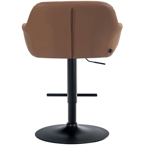 Barstol høj x1 med 360° drejefunktion i lys brun PVC med dekorative syninger, metalben i sort 10_00052 kastanj