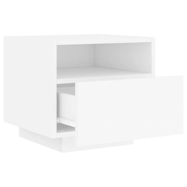 Set av 2 nattbord med skuffer og RGB LED-lamper 40 x 39 x 37 cm hvitt ingeniørtre DEC032824 Vit
