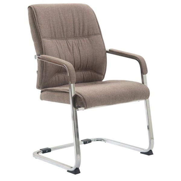 Sæt af 2 kontorstole med XXL-armstøtter i taupe stof og krom metalramme 10_0003125 Metall