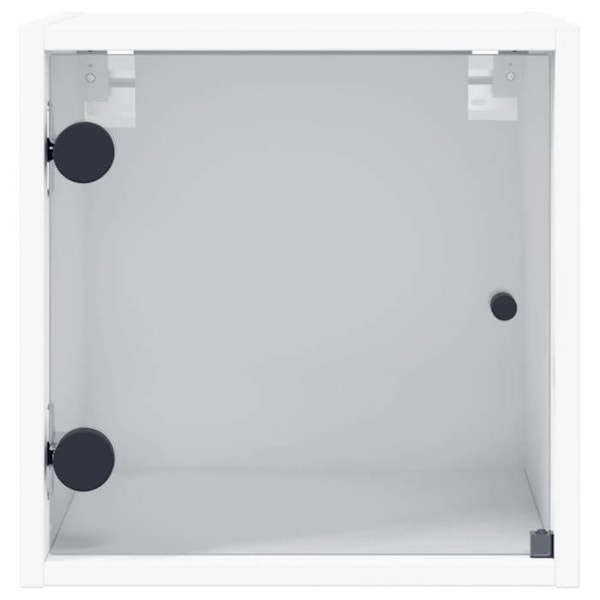 Sæt med 2 væghængte natborde med glasdøre 35 x 37 x 35 cm hvidt ingeniørtræ DEC035959 Vit