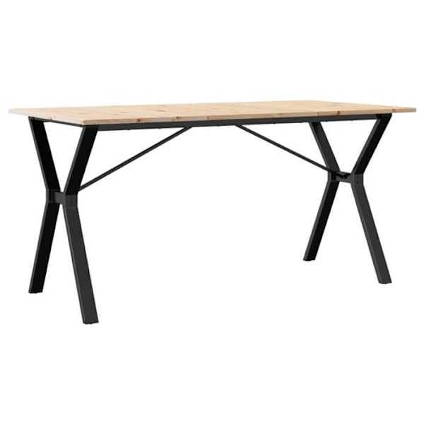 Industriel design spisebord 140 x 80 x 75 cm massivt fyrretræ og stål DEC036824 kastanj