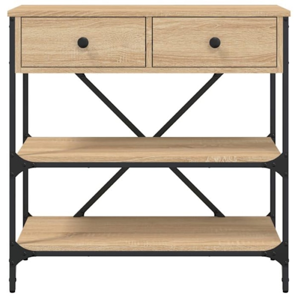 Lisäkaluste, sisäänkäynnin kaluste laatikoilla ja hyllyillä 75 x 34,5 x 75 cm ruskeaa engineering-puuta ja metallia DEC031954 kastanj