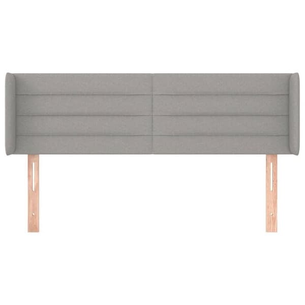 Sänggavel tillbehör sovrum möbel med sidokant 147 x 16 x 78/88 ljusgrå tyg