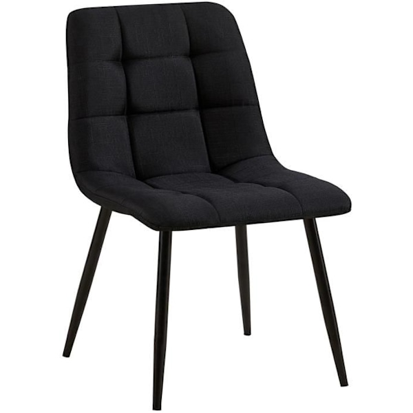 Spisebordsstol x1 med firkantede dekorative syninger i sort stof og sort metal 10_0002139 Metall