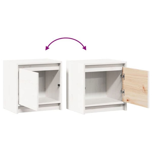 2 kpl yöpöytiä, joissa on ovi ja lokero 40 x 30,5 x 40 cm valkoista mäntyä DEC034884 Vit