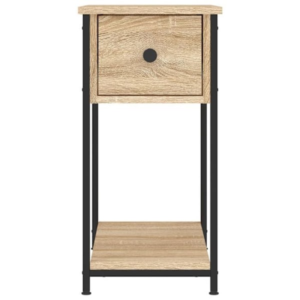 Sæt med 2 natborde med skuffer og hylde 30 x 60 x 60 cm ingeniørtræ i egetræ farve og metal DEC035218 kastanj