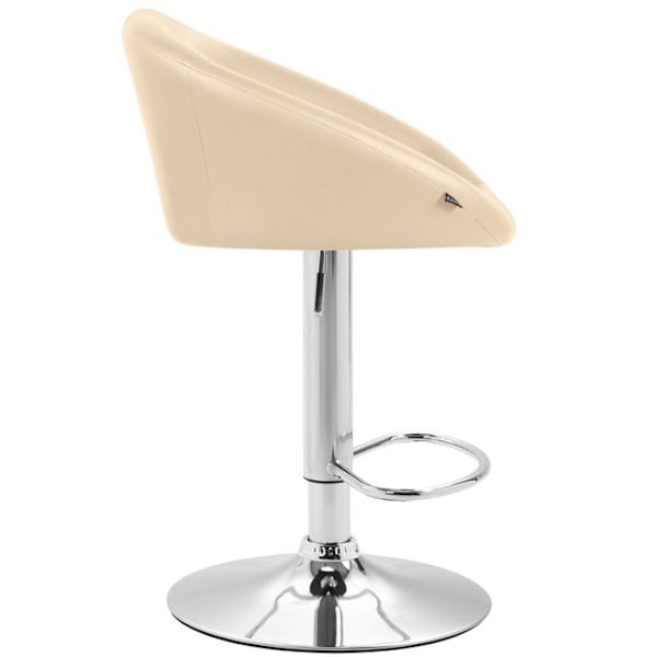 Barstol x1 justerbar og roterbar med afrundet ryglæn i creme PVC, fodstøtte i krommetal TDB10805 Grädde