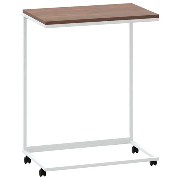 C-formet sidebord på hjul 55 x 35 x 70 cm hvidt ingeniørtræ DEC031292 Vit