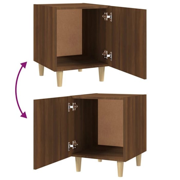 Sæt af to natbord med skab med dør 40 x 40 x 50 cm brunt ingeniørtræ DEC035215 kastanj
