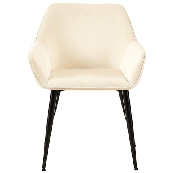 Set med 2 stolar i modern design för matplats i cremefärgad sammet och svarta metallben 10_0001584 Grädde