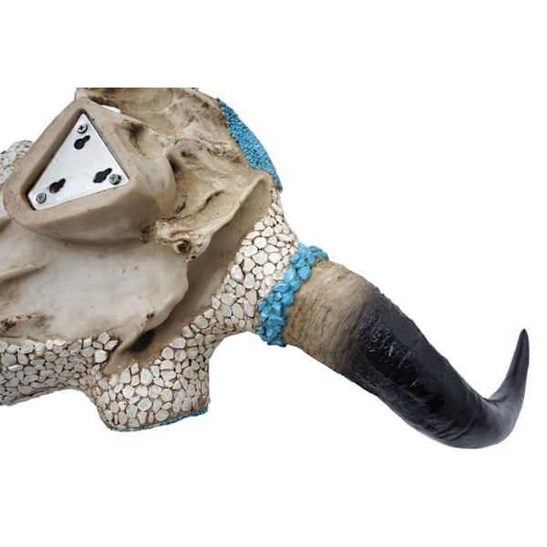 Vasikkaskull ja häränpää trofee mosaiikkipolyresiinistä 51x50x25cm 04_0002820 Flerfärgad