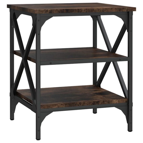 Side table with shelves 40 x 42 x 50 cm brown engineered wood and steel DEC032386 kastanj
