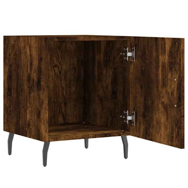 Sæt af 2 natborde med skab med dør 40 x 40 x 50 cm ingeniørtræ brun og jern DEC035119 kastanj