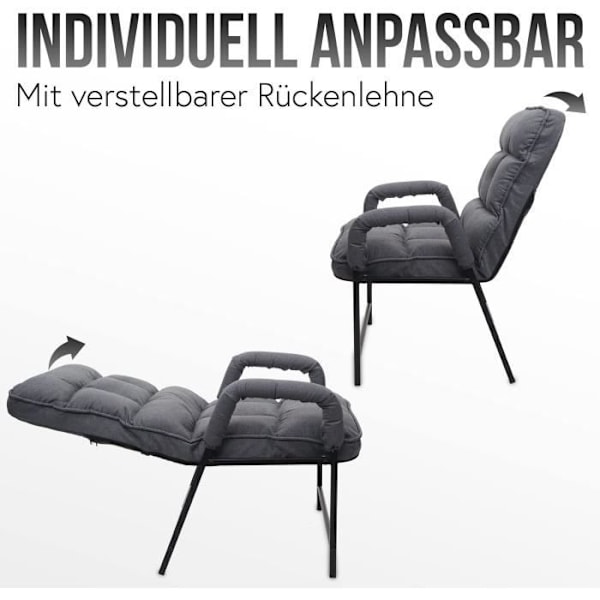 Loungefåtölj med vadderad ryggstöd, 160 kg, justerbar i metall och tyg/te i rosa mönster