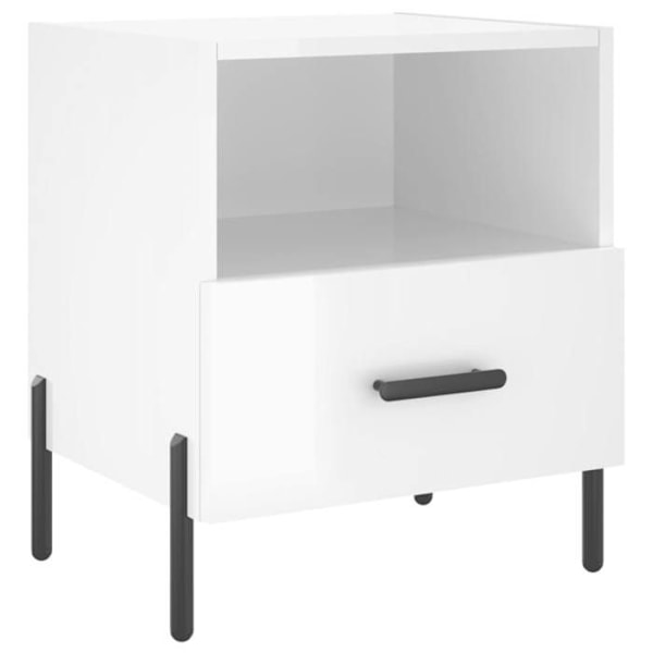 2 kpl yöpöytiä avoimella osastolla ja laatikolla 40 x 35 x 47,5 cm valkoista insinööripuuta ja rautaa DEC034997 Vit