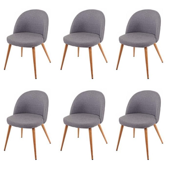 Set om 6 retro 50-tals design matstolar i diamantform i mörkgrått tyg 04_0007685 Grå