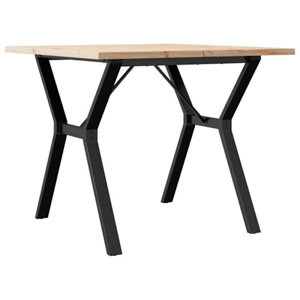 Spisebord i industriel design køkken 90 x 90 x 75,5 cm, massiv fyrretræ og stål, DEC036843 kastanj