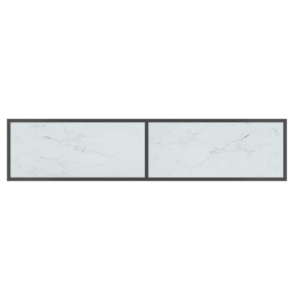 Funktionsdygtig indgangskonsolbord i stil 160 x 35 x 75,5 cm, hærdet glas i hvid marmorudseende og stål DEC031703 Vit