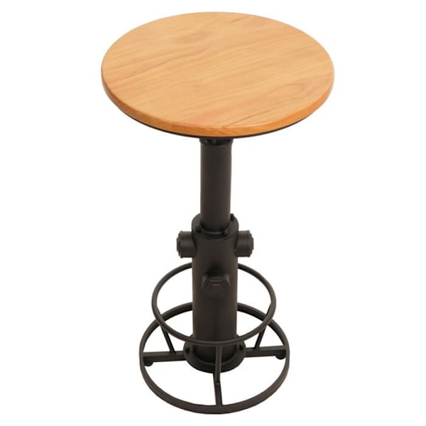 Justerbar højde bistro barbord med fodstøtte, roterende sæde, industrielt design, træ, diameter 61 cm 04_0008516 kastanj