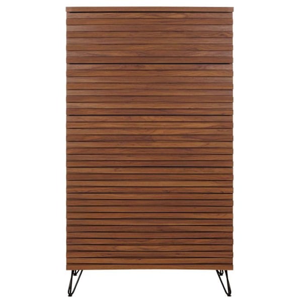 Kommode højt design 3d 5 skuffer i massivt mangotræ og metal 145x80x44 cm valnøddesign 04_0006527 kastanj