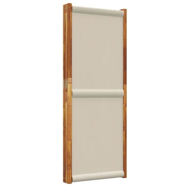 Paravent separerande avdelare med 4 paneler 280 x 180 cm textilene grå och trä DEC030865 kastanj