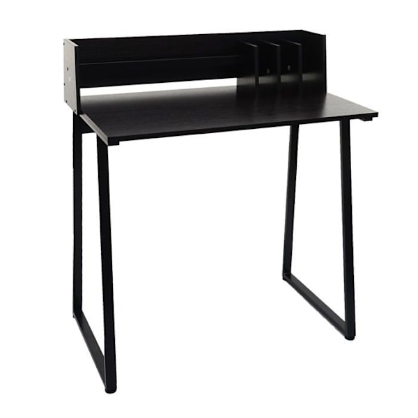 Tietokonepöytä 82x51 cm, kirja- ja asiakirjatuki mukaan lukien, musta metallinen ja MDF-rakenne 04_0006059 Metall