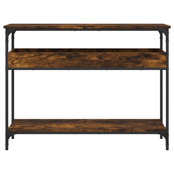 Bordkonsol med funktionelt design og hylder 100 x 29 x 75 cm i ingenieurtræ og metal DEC031638 kastanj