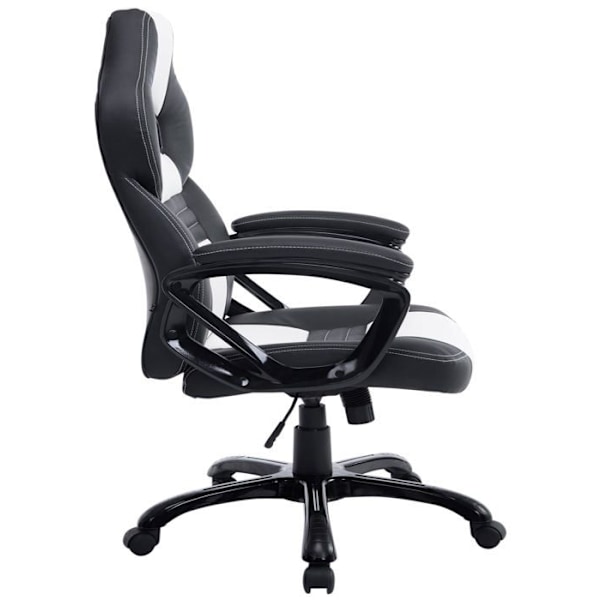 Gaming kontorstol med hjul, vippefunktion i sort/hvid PVC og plast 10_0002594 Vit