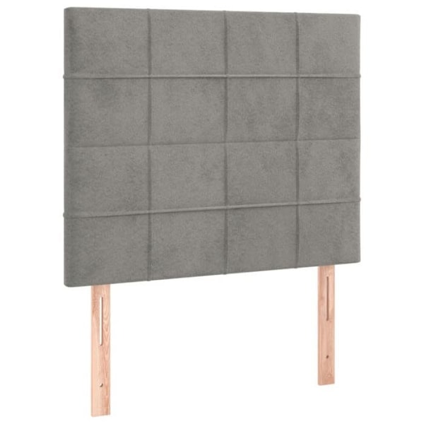 LED-sengramme med sæde i silke og madras 90 x 190 i lysegrå velour