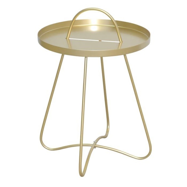 Design sidebord i guldmetal med rund plade og håndtag – Ø40 cm DEC050096 Metall