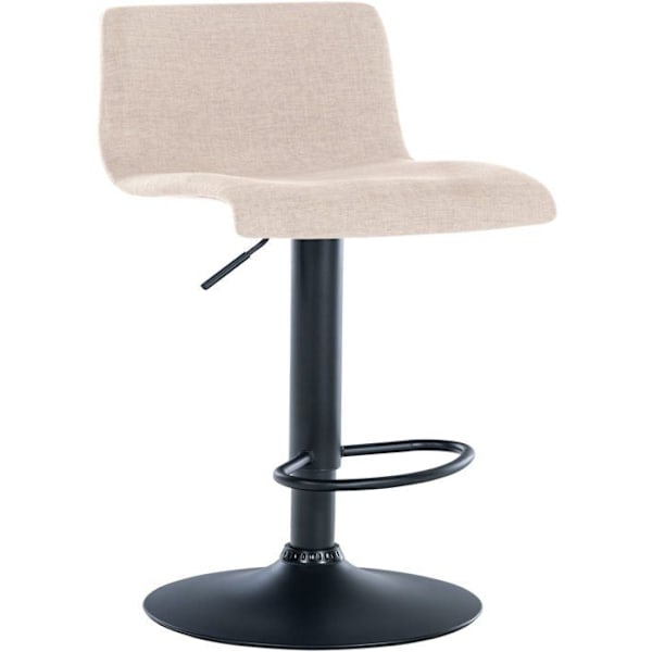 Barstol x1 med enkel design og creme stof fodskammel, sorte metal ben 10_0004556 Grädde