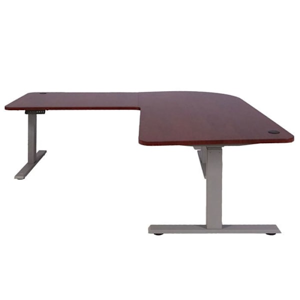 Hjørne skrivebord med elektrisk højdejustering 178 x 178 cm HDF i farven kirsebær, grå stålfødder 04_0006025 Grå