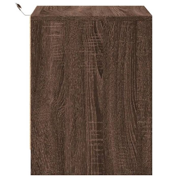 Sæt med 2 natborde med skuffer og LED 43 x 34 x 45 cm i brun ingeniørtræ DEC032847 kastanj