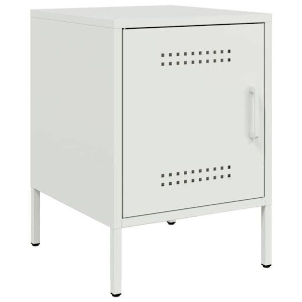 Nattelys med opbevaringsrum med dør 36 x 39 x 50,5 cm hvidt stål DEC033306 Vit