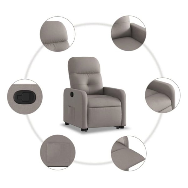 Fauteuil relax TV med komfortabel polstring og elektrisk løftefunktion i taupe stof DEC028193 Guld
