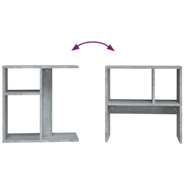 Side table for sofa end with storage compartments 50 x 30 x 50 cm engineered wood gray DEC032531 kastanj