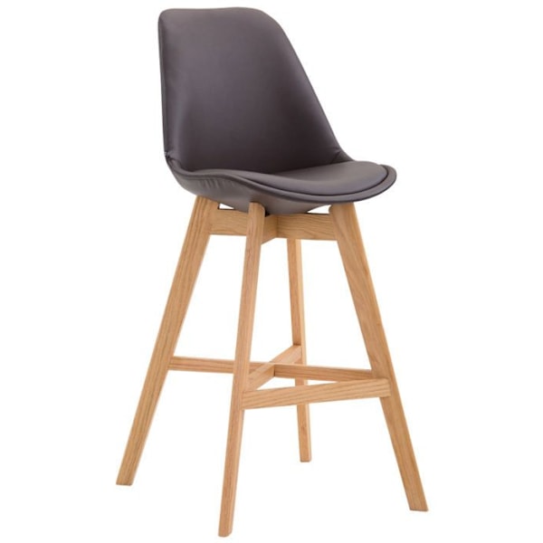 Barstol hög design i modern skandinavisk stil i brunt konstläder