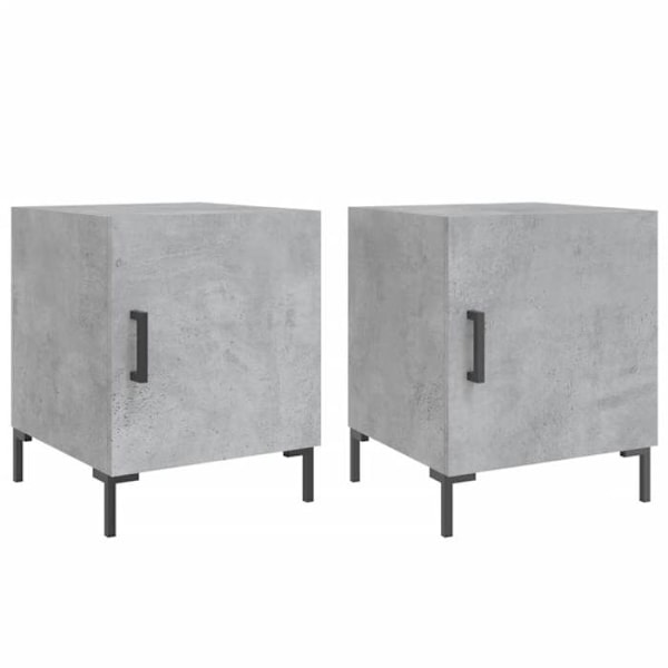 Sæt med 2 natborde med rum med dør 40 x 40 x 50 cm grå ingeniørtræ DEC035396 kastanj