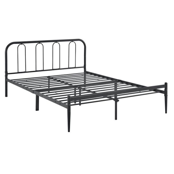 Dubbel metallisk säng med svarta metallslats 200 x 160