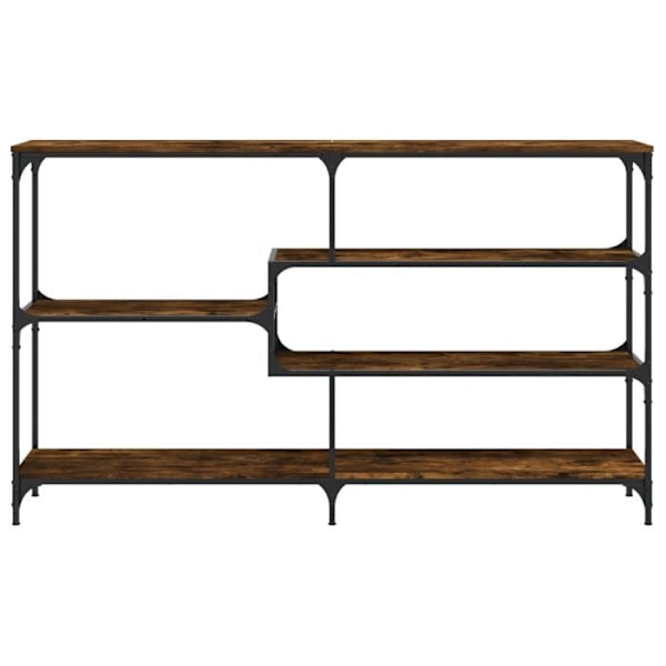Modern entré console table med hyllor 160 x 32 x 95 cm brun ingenjörsträ och metall DEC031792 kastanj
