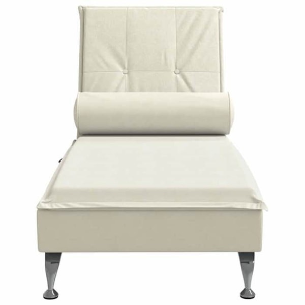 Meridienne chaise longue för inomhusmassage med kudde i krämiga velour DEC026145 Grädde