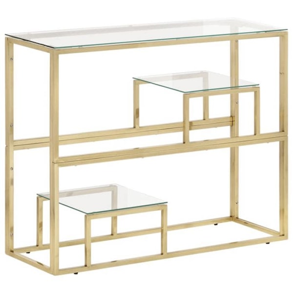 Konsolbord entrémöbel vardagsrum i rostfritt stål med guld och härdat glas DEC031982 Guld