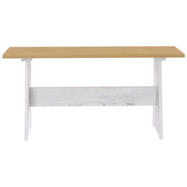 Matbord i modern köksdesign med bänk i solid vit och honungslik gran DEC036860 Vit