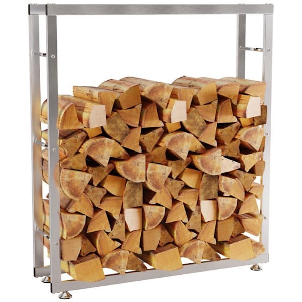Range bûches hylde støtte træ til pejs 125x100x25 cm i rustfrit stål 10_0003547 kastanj