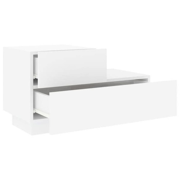 Nattbord med LED-lys og opbevaringsplads 70 x 36 x 40,5 cm i hvidt ingeniørtræ DEC033172 Vit